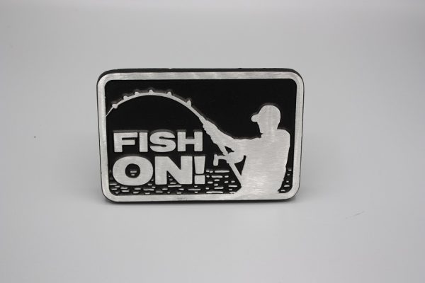 Fishing Rod Unique Hitch Cover with "Fish On" Engraved