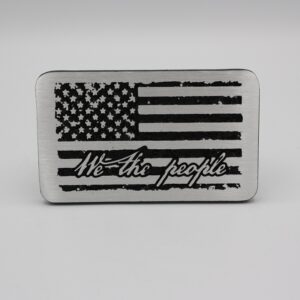 American Flag hitch Cover with "We the People" Engraved - Front view