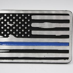 One piece Hitch Cover - Thin Blue Line - American Flag - Front view