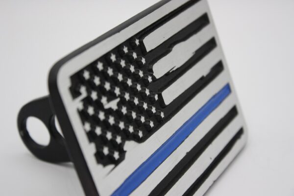 Hitch Cover - Thin Blue Line - American Flag - Life time guarrenty