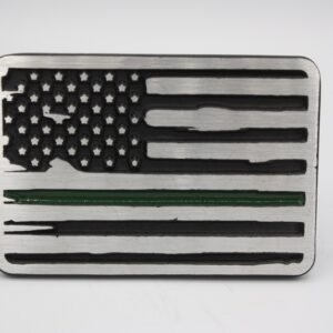 Hitch Cover - Thin Green Line - American Flag- Front view