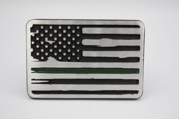 Hitch Cover - Thin Green Line - American Flag- Front view