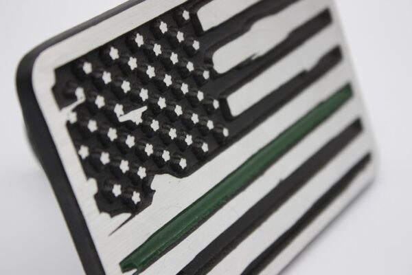 Hitch Cover - Thin Green Line - American Flag- Front view