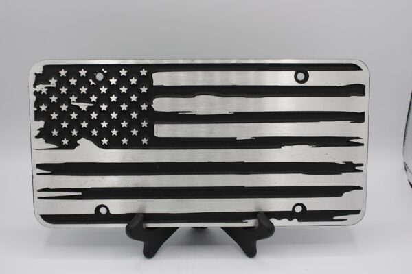 License Plate - Thin Red & Blue Line -American Flag- Front view