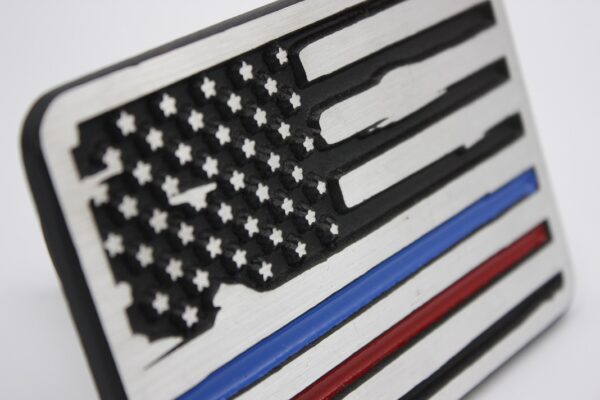 Hitch Cover Store- Thin Red / Blue Line - American Flag- Side View