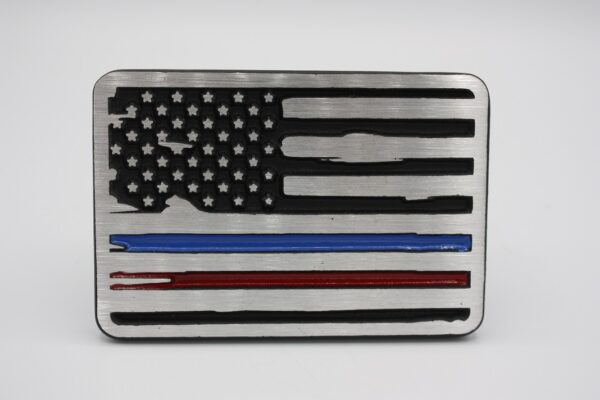 Cool Hitch Cover - Thin Red / Blue Line - American Flag- Front View