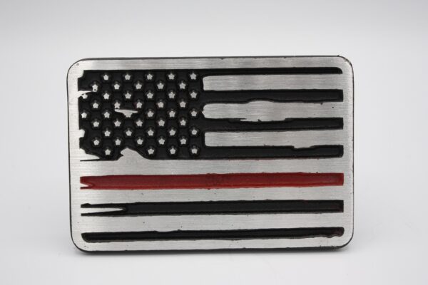 High-Quality Hitch Cover - Thin Red Line - American Flag- Front view