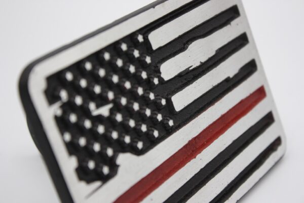 Unique Hitch Cover - Thin Red Line - American Flag- Side view