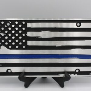 License Plate - Thin Blue Line - American Flag- Front View