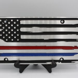 License Plate - Thin Red & Blue Line -American Flag- Front View