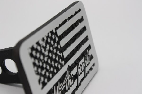 American Flag hitch Cover with "We the People" Engraved- Side view