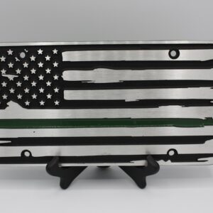 License Plate - Thin Green Line - American Flag. Front View